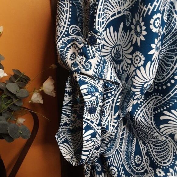 Denim 24/7 Tunic Blue Flower Motif Top Plus size 24W - Picture 12 of 12